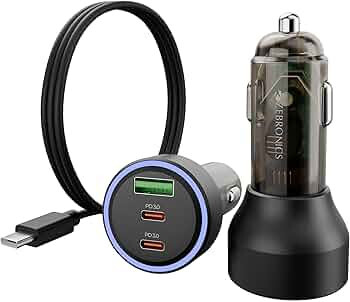 Zebronics 82W Car Charger, Dual Type-C & USB Output