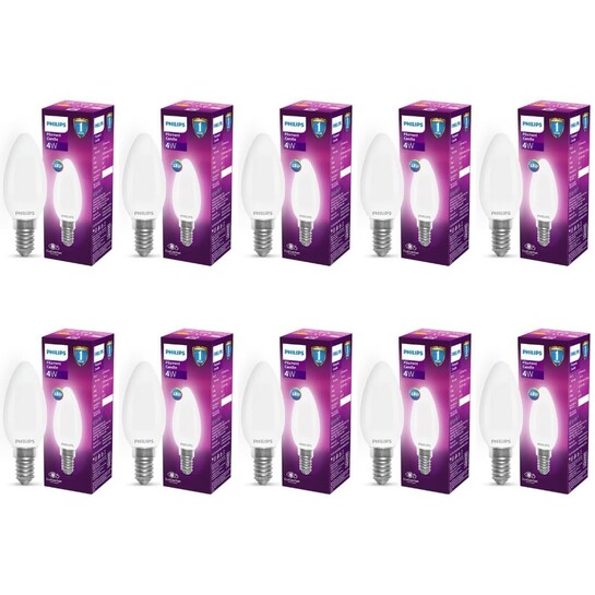 Philips 4-Watt 400-lumen Frosted Candle E14 Base (Cool White, Pack of 10)