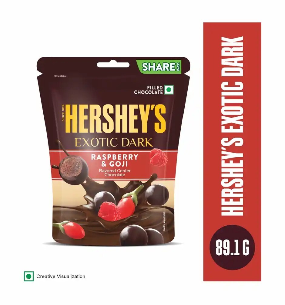 Zepto : Hershey’s Exotic Raspberry & Goji Dark Chocolate Share Bag (100g/89.1g)