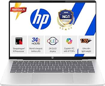 HP Smartchoice OmniBook 5 OLED (Previously Pavilion), Snapdragon X Processor (16GB LPDDR5x, 1TB SSD)