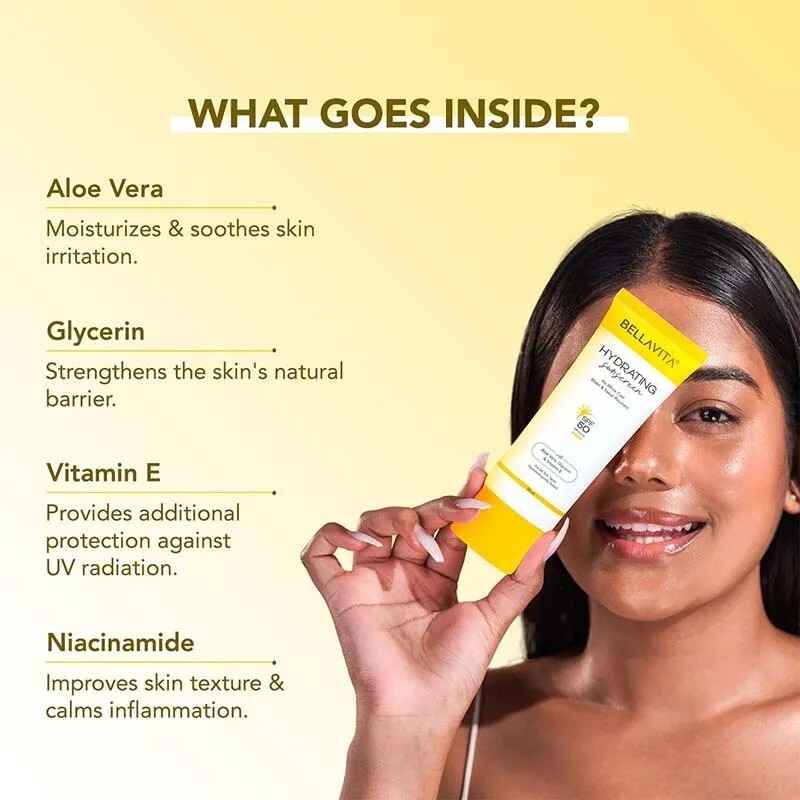 BELLAVITA Sunscreen - SPF 50 PA++++ Water based Hydrating Sunscreen (50 ml)