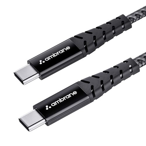 Ambrane Unbreakable 60W Fast Charging 1.5M Braided Type C to Type C Cable 