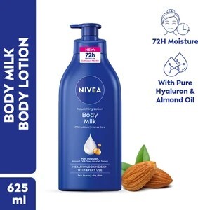 NIVEA Body Milk, Lotion Moisturizer, with Deep Moisture Serum, Hyaluron & Almond Oil (625 ml)