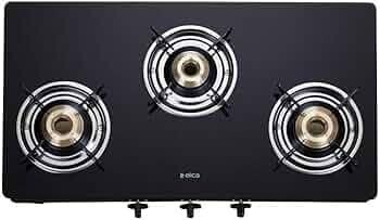Elica Vetro Glass Top 3 Burner Gas Stove (703 CT VETRO BLK)