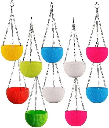 Hanging Pot with Chain Plastic pack of 10