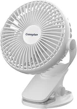Crompton Siro Rechargeable Clip Fan 100MM | Safety Grill Design | Replaceable Battery | Type-C Charging |