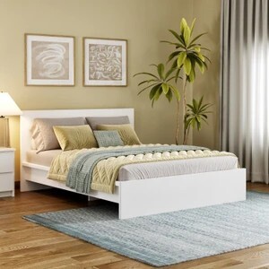 Wakefit Centaur Engineered Wood Queen Bed, 164.5 cm x 96 cm (5.4 ft x 3.15 ft) (Finish Color - Frosty White, Delivery Condition - Knock Down)