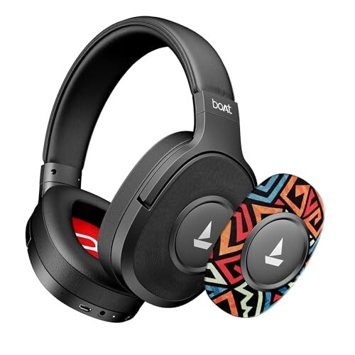 Boat Rockerz Plus 550, Wireless Headphone with Mic (Black Psyche)