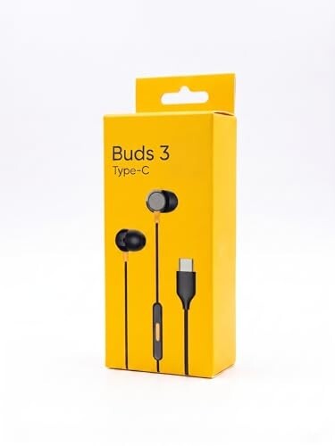 Real me Buds 3 Type-C Wired Earphones - Heavy Bass In-Ear Headphones (Black)