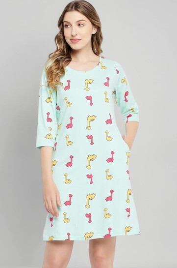 Clovia Women's Cotton Print Me Pretty Short Night Dress