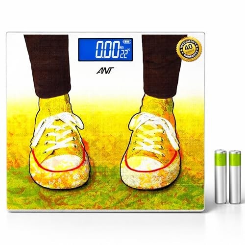 ANT Flora Sports Digital Bathroom Weighing Scale, 180 kg Capacity, High Precision Sensors, Wide LCD Display, 5 mm Tempered Glass Body Weight Machine for Home & Gym with 30 Months Warranty