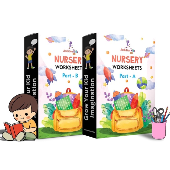 Ambition Kids Preschool Nursery Worksheets Part A & B | 150+ Pages Activity Book