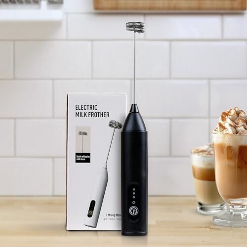 The Earth Store Handheld USB Frother Electric Rechargeable Coffee Frother | 3 Speed & Type C Charging Milk Frother | Hand Frother for Coffee, Milk, Cappuccino, Frappe, Matcha | Set of 1