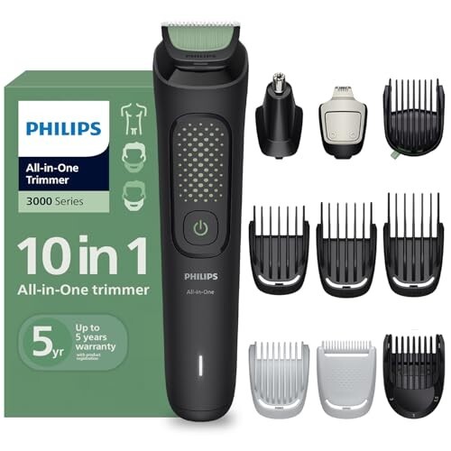 Philips India's No.1 Men's Trimmer* | Long-lasting Performance | All-in-One Grooming Kit- Face, Hair, Body, Private Parts | Ear/Nose, Detail trimmer attachment | 90min runtime | 5yr warranty* | MG3941