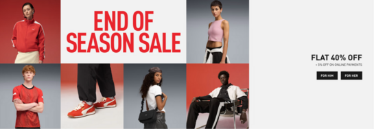 PUMA - FLAT 40% OFF END OF SEASON SALE | + 5% OFF ON ONLINE PAYMENTS