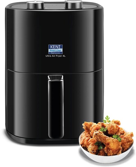 KENT Ultra Air Fryer 4L 1300W | Fry, Bake, Grill & Roast | Up to 80% Less Oil Usage | Rapid Heat Circulation | Adjustable Temperature Control Knob 80 to 200