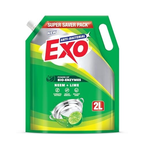 Exo Dishwash Liquid Refill Pack | Neem & Lim | No Residue Cleaning - 2L