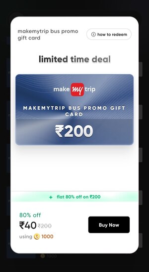 Cred  : 80% Discount on MakeMyTrip Gift Card
