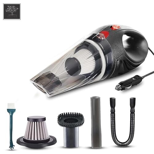 Sulfar Car Cartridge Vacuum Cleaner, Portable, Handheld,12V Dc /110W, 4.5Kpa Power Socket, 14.7Ft Long Cord (Black) Stainless Steel Filter