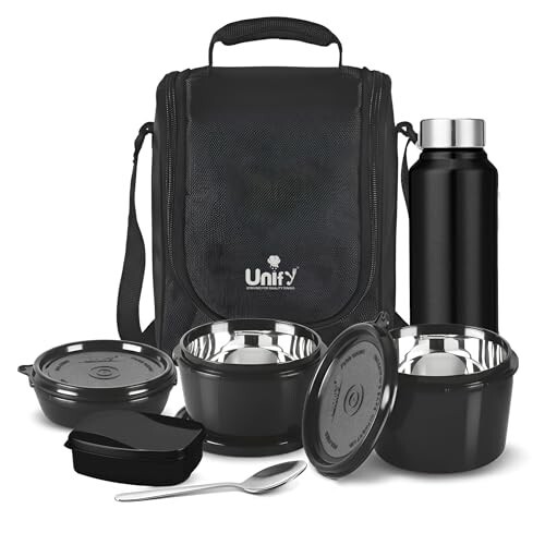 Unify MealMate Lunch Box with 3 Microwave Safe Inner Steel Containers (500ml, 350ml, 200ml)