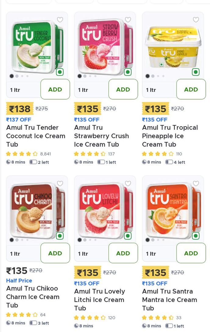 Amul tru ice cream @50%