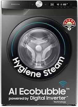 Samsung 8 kg, 5 star, AI Control, AI Eco Bubble Washing Machine (Hygiene Steam, Inox)