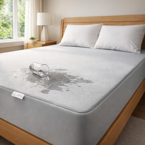 MY ARMOR Waterproof Mattress Protector King Size, 78x72, 6.5x6 feet, Grey