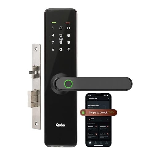 QUBO Smart Door Lock Essential from Hero Group | 7-Way Unlocking (Black)