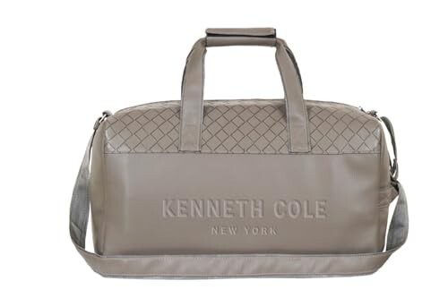 Kenneth Cole Faux Leather Duffle Bag | Compact, Comfortable for Travelling, Gym & Weekend Trips | Men's and Women's Duffel Cabin Luggage Bag | Grey