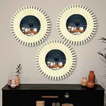 Creative Arts n Frames 11 inch Set of 3 Round Wall Décor Hand Crafted Wooden