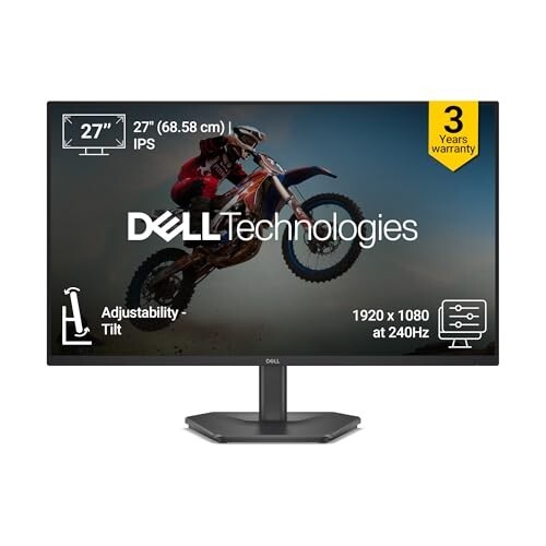 Dell SE2726HG 27" (68.58 cm) FHD Gaming Monitor | 240Hz Fast IPS | Tilt Stand | Black