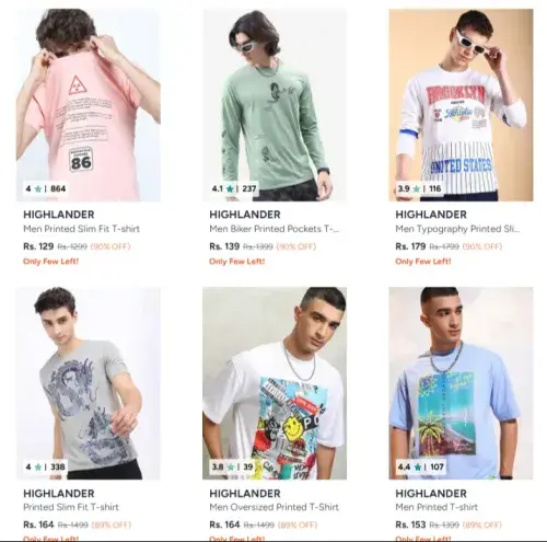 Upto 90% off on Highlander Mens Clothing 