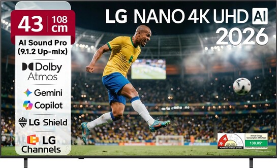 LG AI NANO NU87 108 cm (43 inch) Ultra HD (4K) LED Smart WebOS TV 2026 Edition