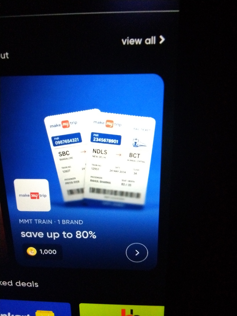 MMT TRAIN ticket promo gv @80% 