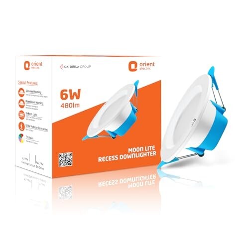 Orient Electric Moonlite 6W LED Ceiling Light, Cool White Light, Round, Pack of 1, Recessed Ceiling LED Light, Suited for 3 inch Junction Box (Aluminium) (6W, Pack of 1)