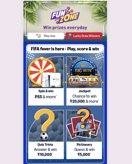 Amazon funzone FIFA fever quiz and spin n win