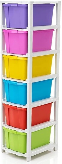UKRAINEZ 6 Compartments Plastic Modular Drawer (Multicolor)