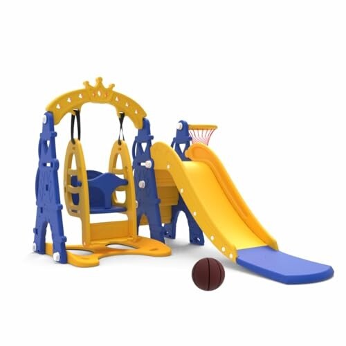 Amazon Brand - Solimo 3-in-1 Garden Castle Slide & Swing
