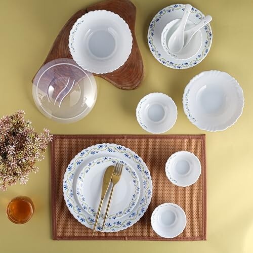 Cello Opalware Dazzle Series Morning Glory Dinner Set, 35 Units 
