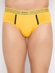 John Players Pack of 2 Yellow Cotton Solid Men