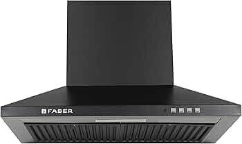 Faber Pluto 60 cm 1000 m³/hr Wall Mounted Kitchen Chimney | Baffle Filter | Black