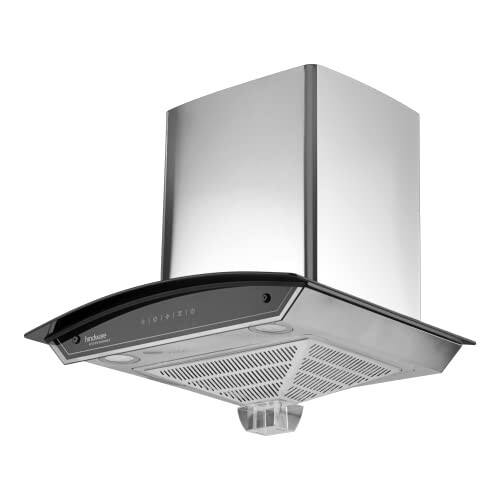 Hindware Smart Appliances Rubella Neo 60 cm 1300 m³/hr Auto Clean Chimney | Motion Sensor | Touch Control | Filterless | Curved | Energy Efficient LED Light | Powerful Suction | Wall Mounted (Black)