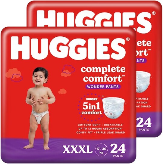 Huggies Complete Comfort Wonder Pants Triple Extra Large (XXXL) Size (17 Kgs+) Baby Diaper Pants, 48 count