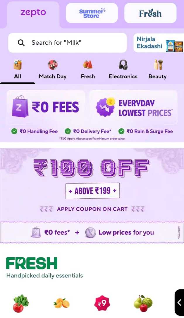 Flat ₹100 Instant Discount on ₹199+ at Zepto (Check Your Account)