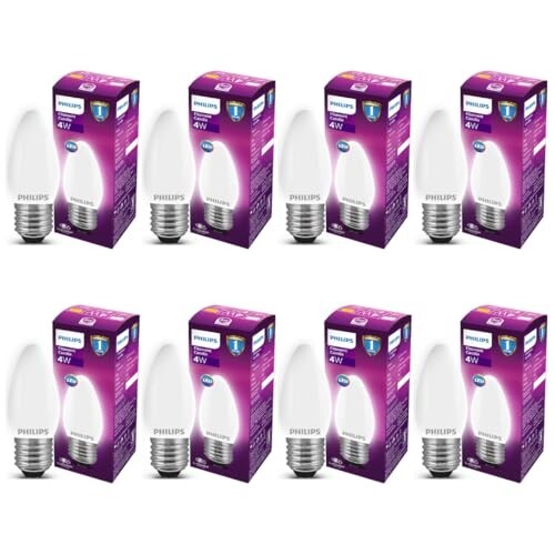 Philips 4-watt Filament Candle LED Bulb | Diffused Candle Bulb for Home & Decoration | Bulb Base: E27, Cool White | Pack of 8