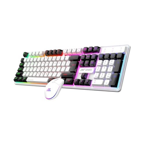 Ant Esports KM1610 LED Gaming Keyboard and Mouse Combo, White