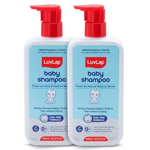 LuvLap Milky Soft Baby Shampoo with Vitamin E & Coconut Oil, Shea Butter (600 ml x Pack of 2)