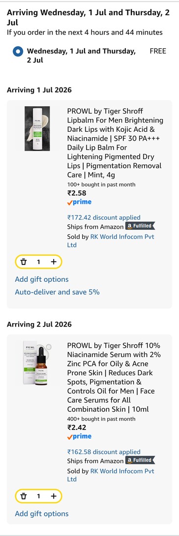 Prowl lipbalm + serum @5rs (maybe user specific)