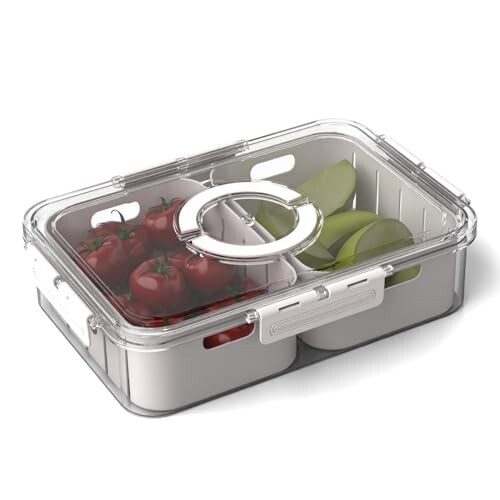Lifelong 2-Compartment Fridge Storage Box with Lid & Handle 