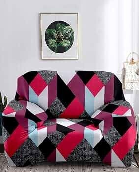 Cortina Sofa Cover Single Seater | Geometry Print | Polyester Spandex Fabric |